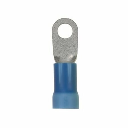 Panduit Ring Terminal, 1/4 in Stud Size, 6 AWG, 600 V, Vinyl Insulated, Blue, 200 PK PV6-14R-T